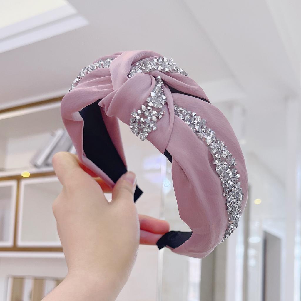 PROLY New Fashion Women's Hair Accessories Wide Side Shining Rhinestone Hairband Center Knot Headband