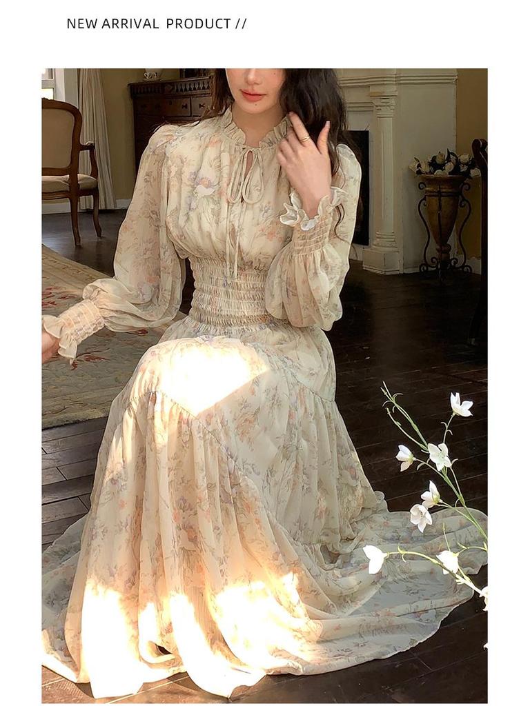 Dreizehnte Linie Blumen Chiffon Teelänge Kleid