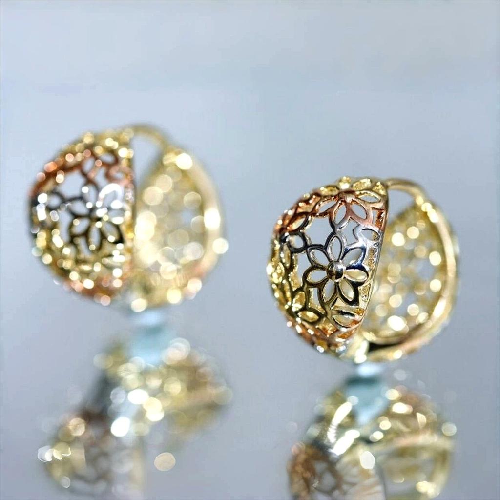 Boucles d'oreilles créoles creuses plaquées or vintage avec design texturé sculpté à la main pour femmes - Exquis Accessoires de Bijoux pour Banquet Festival