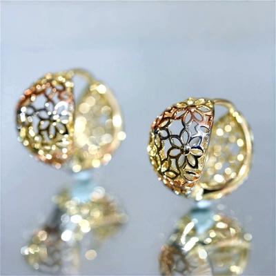 Vintage Golden Plated Hollow Hand Carved Texted Design Hoop Earrings for Women's Exquisite Banquet Festival Jewelry Accessories