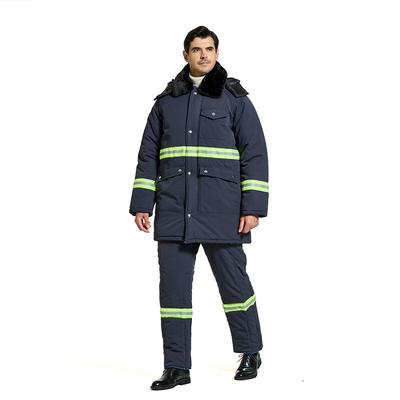 1Set Men's Thick Cold Storage Clothing Work Clothes Cotton-padded Winter Coat Overcoat Suspenders Storage Clothing