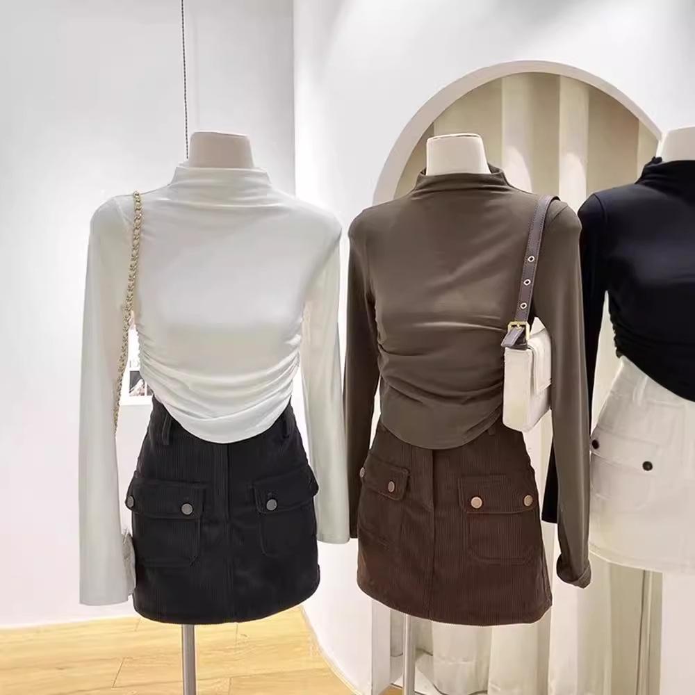 

Women s Early Autumn 2025 Slim Fit Long-Sleeve Half Turtleneck Top