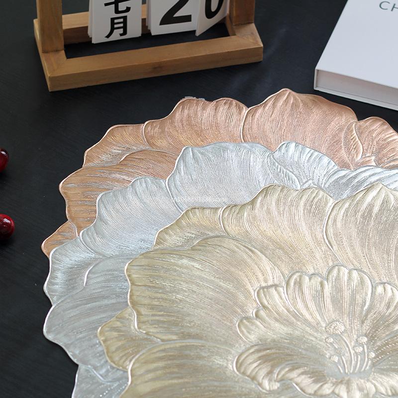 Lotus-Shaped Heat-Resistant and Washable Placemat Insulation PVC Place Mats Coasters Hotel Oil Proof Table Mats for Dining Table