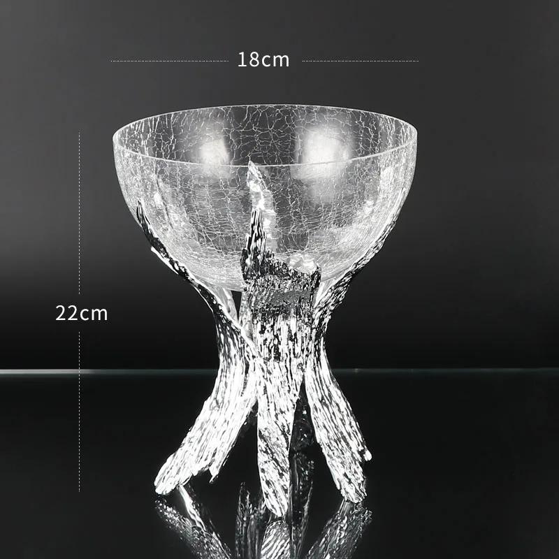 Light Luxury Metal Glass Fruit Plate High Foot Wedding Party Candy Snack European Home Decoration
