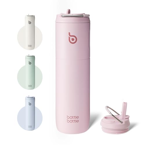 

BOTTLE 750ml Water Bottle for Kids, Straw-Free Drinking, Insulated, Vacuum Insulated, Stainless Steel, Portable, 0.75L, Light Pink
