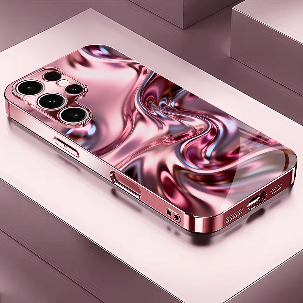 Metallisch pinke Textur Madam pink Glas Handyhülle für Samsung Galaxy S26 S25 S24 S23 S22 S21 FE Ultra Plus Stoßfest Weiblich