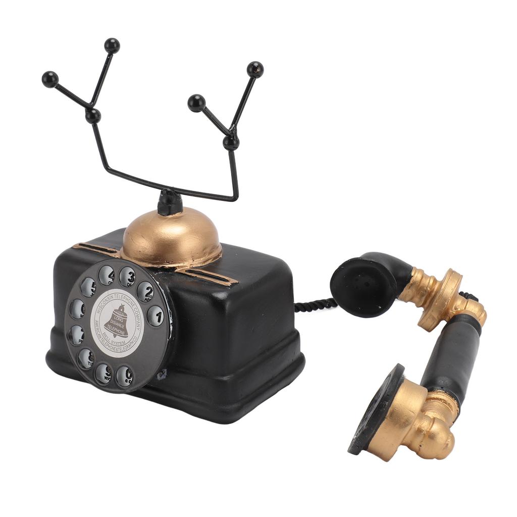 Retro Telephone Ornament Vintage Button Corded Phone Decoration Lifelike Exquisite Old Phone Model
