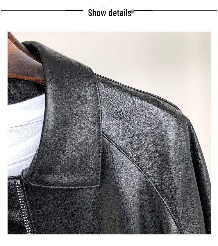 2023 Women’s Slim Genuine Leather Motorcycle Jacket – Short, High-Waisted Sheepskin for Spring/Autumn
