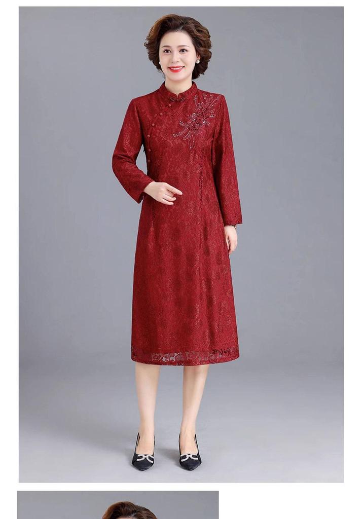 Elegant Spring Mother-in-law Wedding Qipao Dress - Formal Wear & Daily Skirt