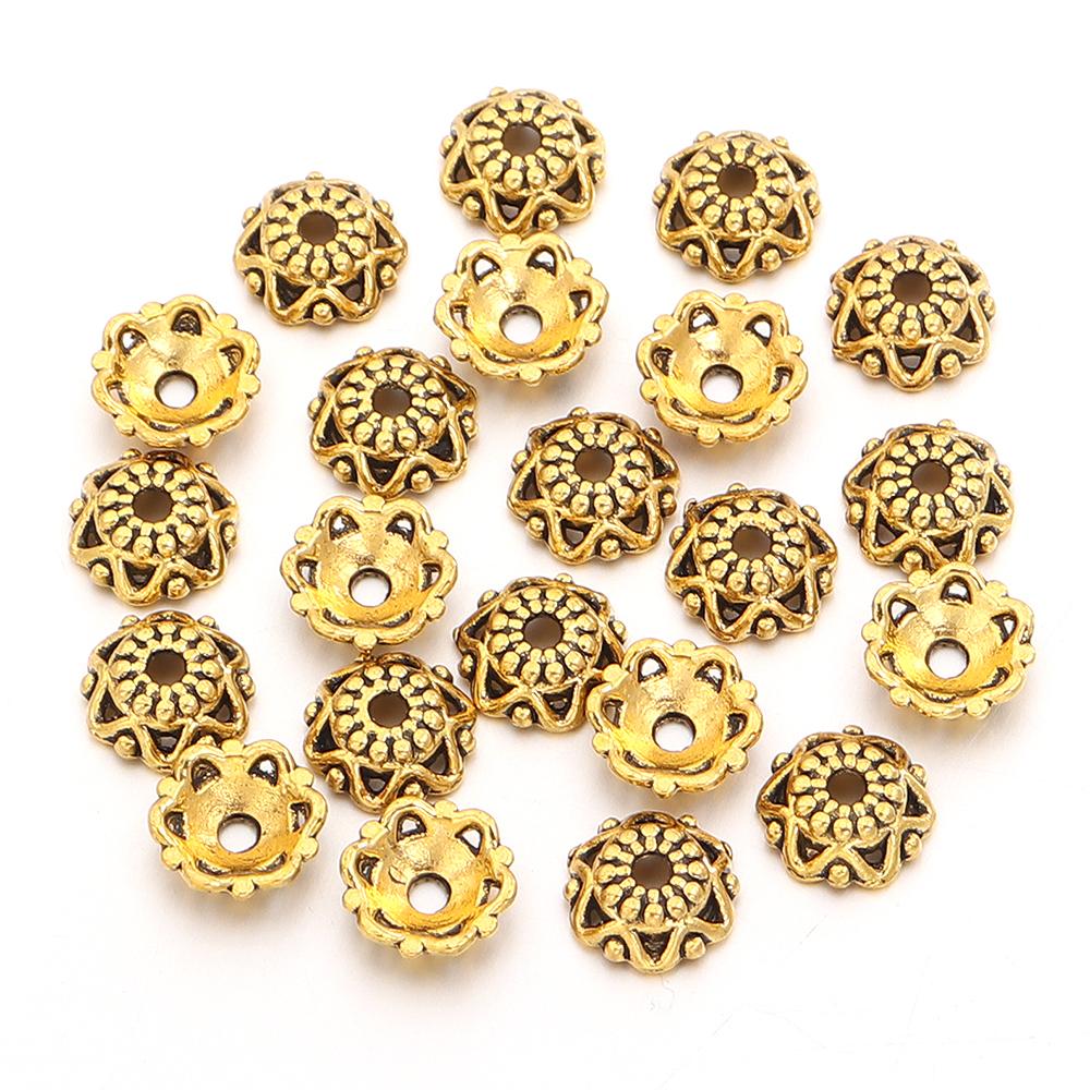 100pcs/lot Vintage Flower Bead End Caps Bead Caps Spacer Beads For Jewelry Making DIY Necklace Bracelet Earrings Accessories
