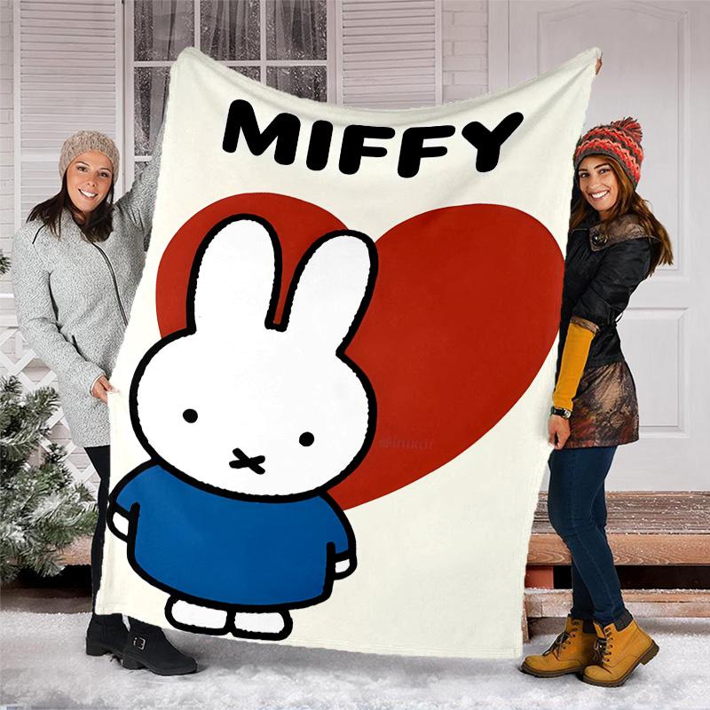 1pc Miffy2 Theme Blanket - Digital Print, Polyester, Cozy for All Seasons, Perfect for Outdoor, Camping, and Travel