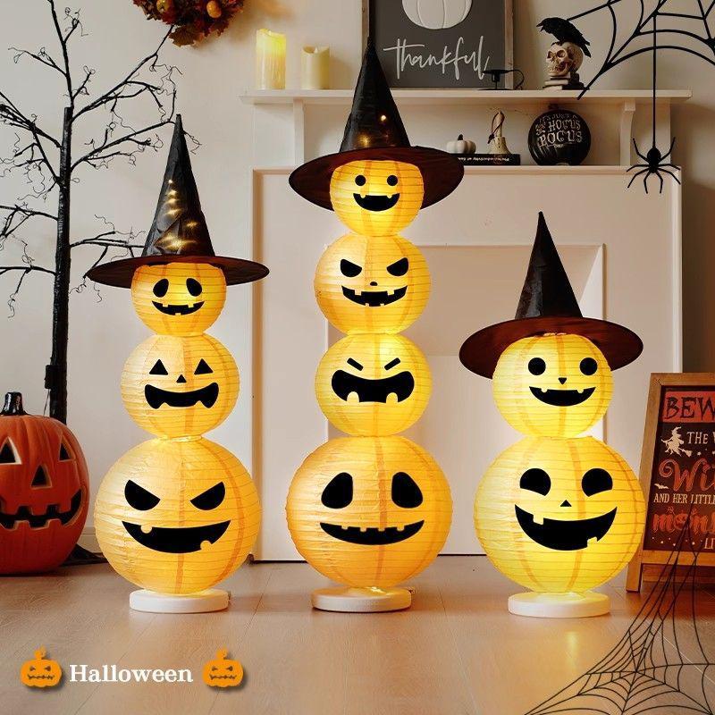 Halloween Light-Up Pumpkin Lantern Ornaments for Festive Decor