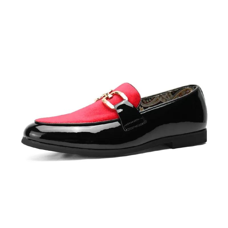 Herren Casual Lederschuhe Herren Patchwork Party Hochzeit Slipper Mokassins Herren Slip-on Leicht Bequem Fahrschuhe