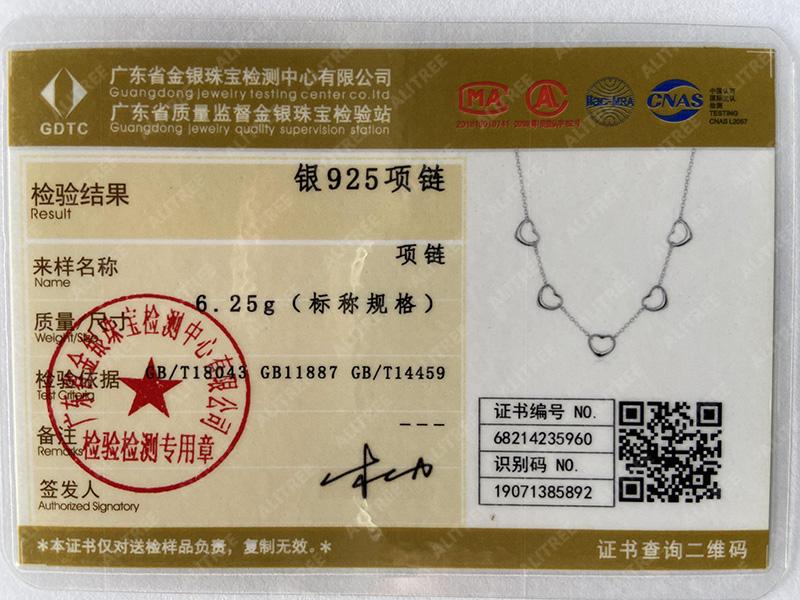 925 Sterling Silver Five Heart Chain Necklace Jewelry