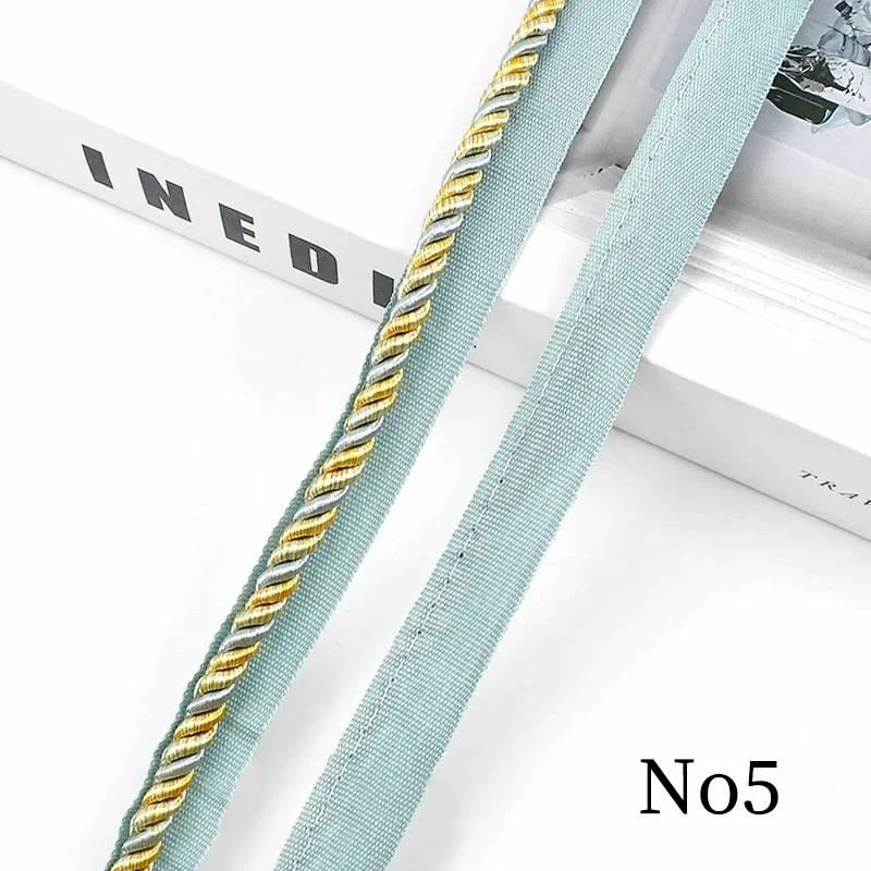 2/5/12M Meetee 6mm Two-color Lace Rope Trim Decorative Strap Webbing Cord for Sofa Curtain Sewing Handmade Material Accessories