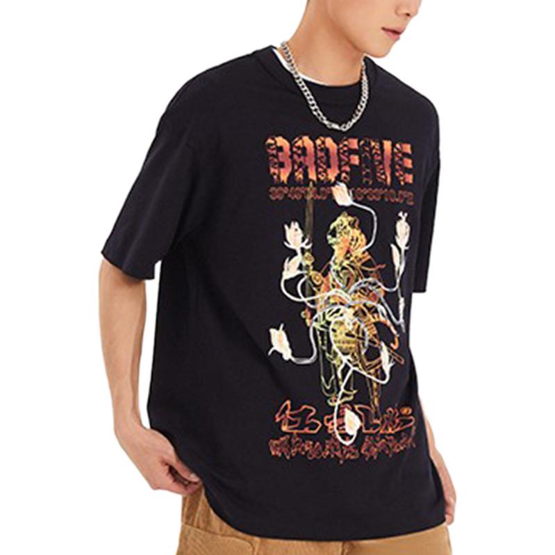 Li-Ning Badfive General Wu Tiger Loose Round Neck T-Shirt Men Tops Black AHSS037-2