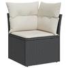 VidaXL Garden Corner Sofa with Cushions Black Wicker 365997