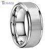 Dropshipping 8mm Stainless Steel Wedding Ring Men Women Daily Life Gift Jewelry Grooved Beveled Brushed Comfort Fit