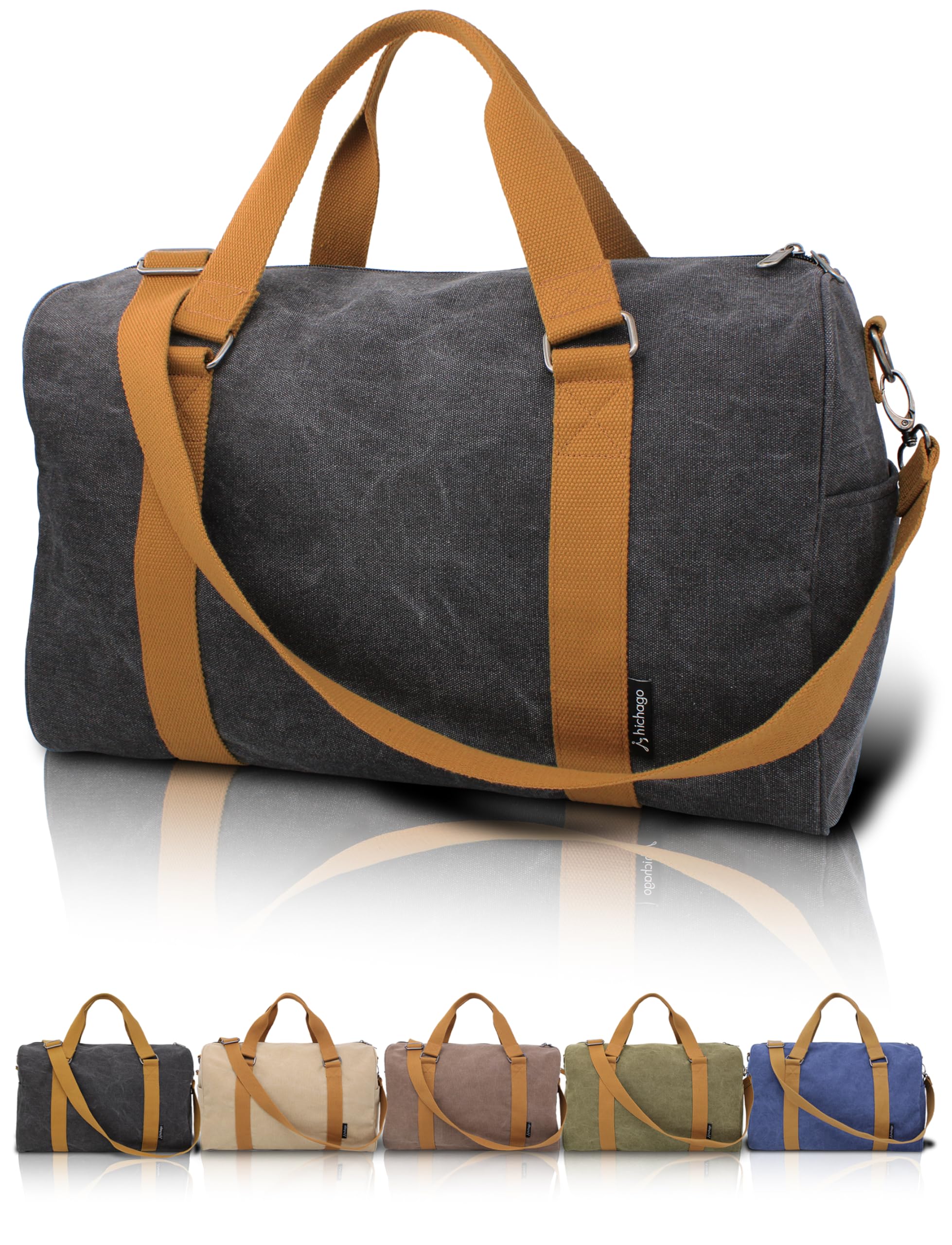 

hichago Boston Bag Canvas Travel 40L Large Capacity 3WAY Shoulder Strap Compatible Large [Thick Fabric] Carry-On Carry-On (Sumi, (CanBoss))