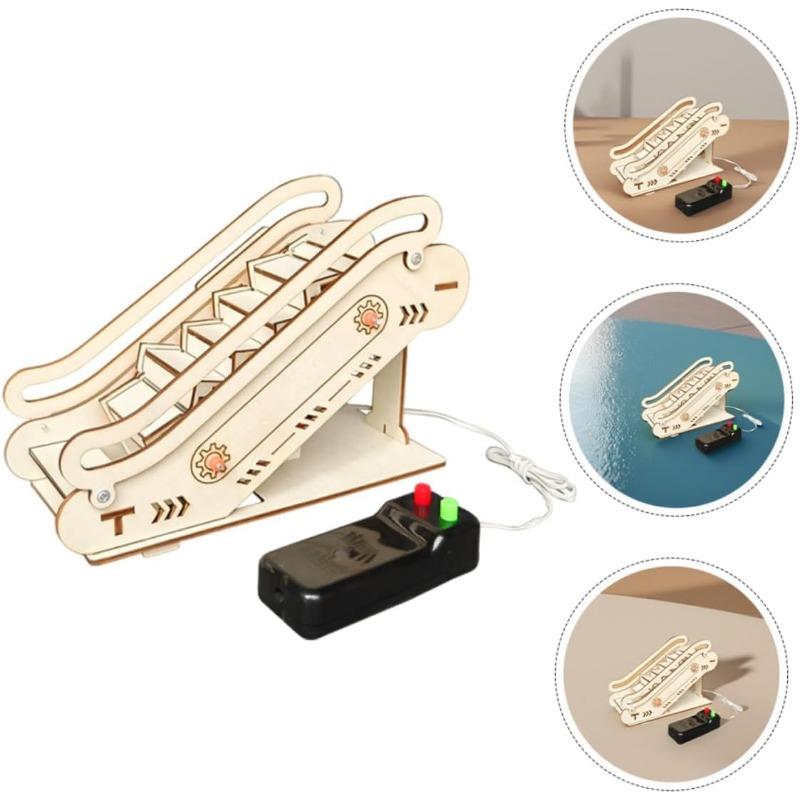 Escalator Model Mechanical Elevator Puzzle Model Building Kits Small Elevator Model Elevator Lift Elevator Model Puzzles Stem Motor Beige