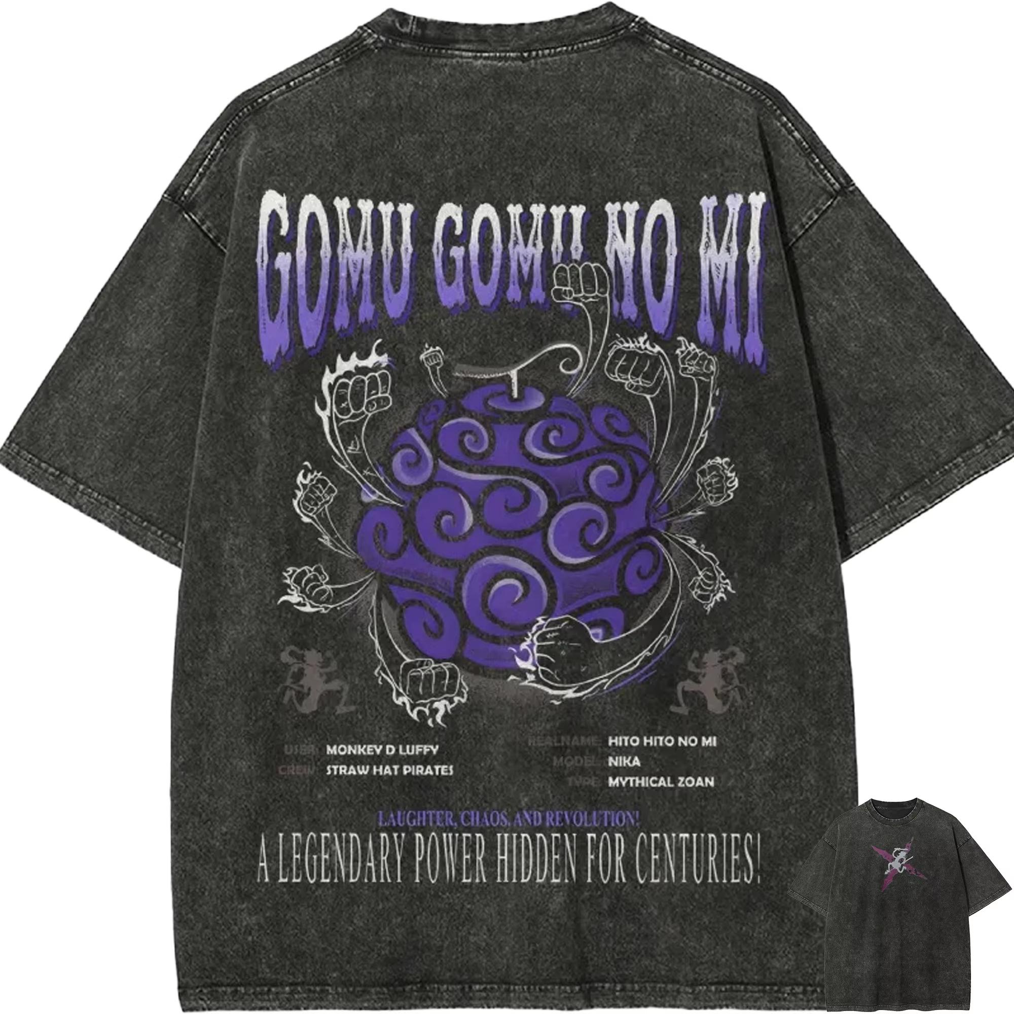 

Luffy Gear T Shirt One Piece Joy Boy Nika Fruit Vintage Acid Wash Streetwear Retro Anime Graphic Cotton Men Tees L