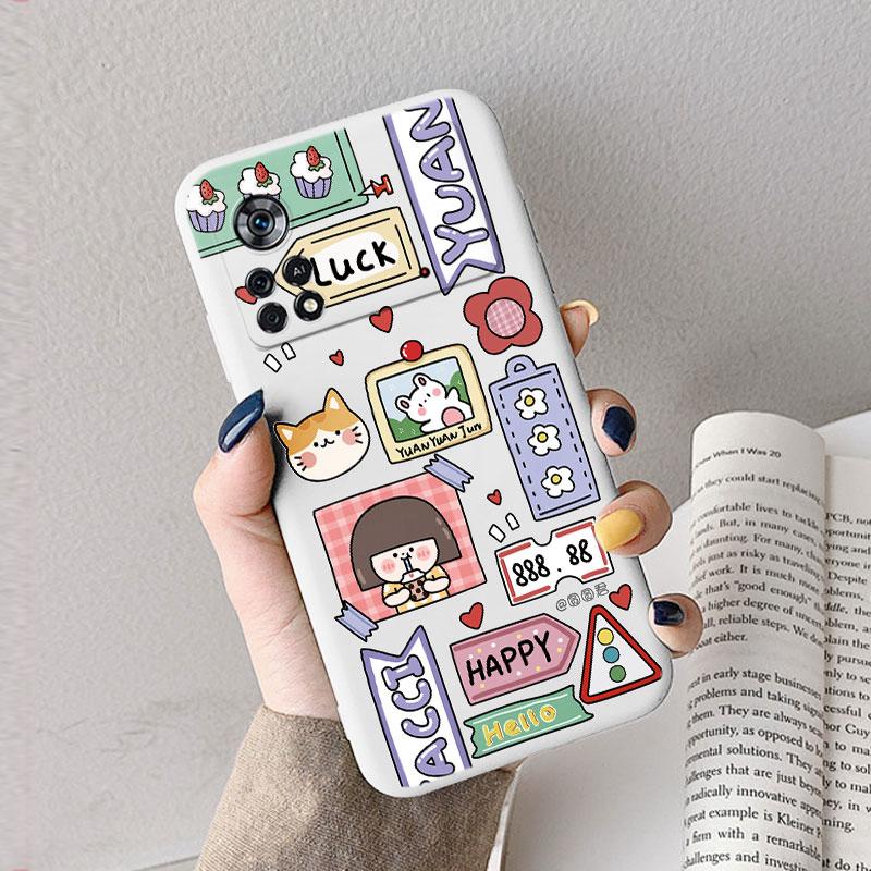 Case For Poco X4 Pro 5G Poco M4 Pro Cute Heart Flower Back Cover Soft Silicone Matte Protective Funda For Xiaomi Poco X6 X5 Pro