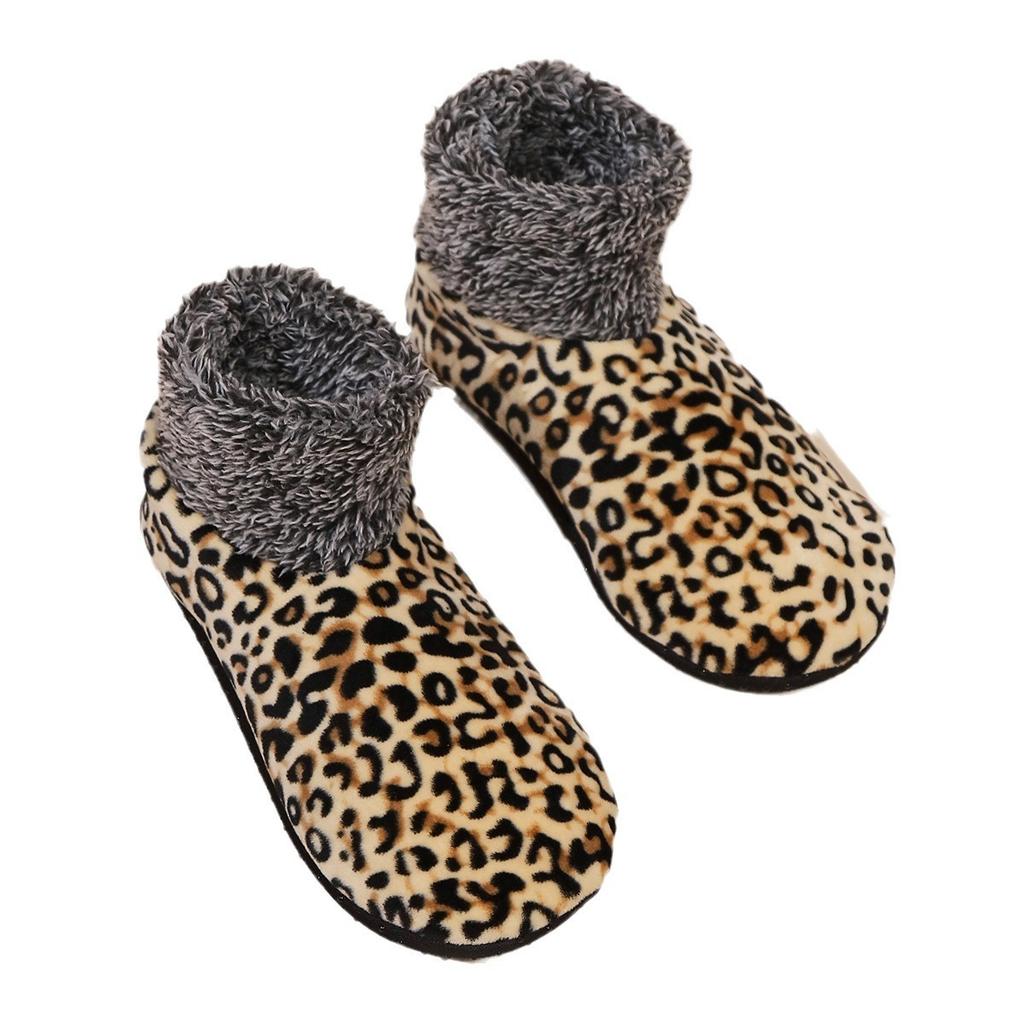 Women's Winter Warm Fleece Leopard Pattern Ankle Socks - Comfortable Indoor and Outdoor, Animal Pattern Home Casual Socks, Soft and Warm Floor Socks