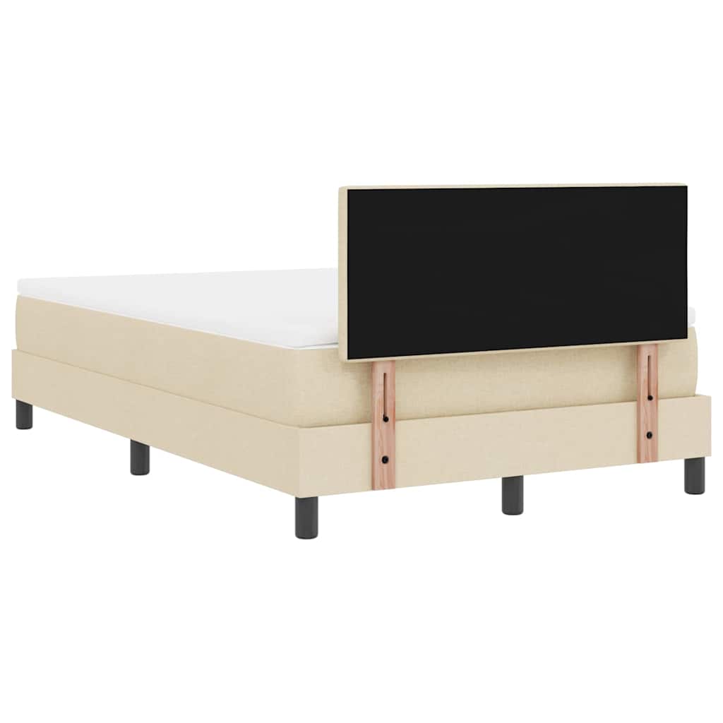 Boxspring Bed with LED Light Strips Cream 120 X 190 Cm Fabric