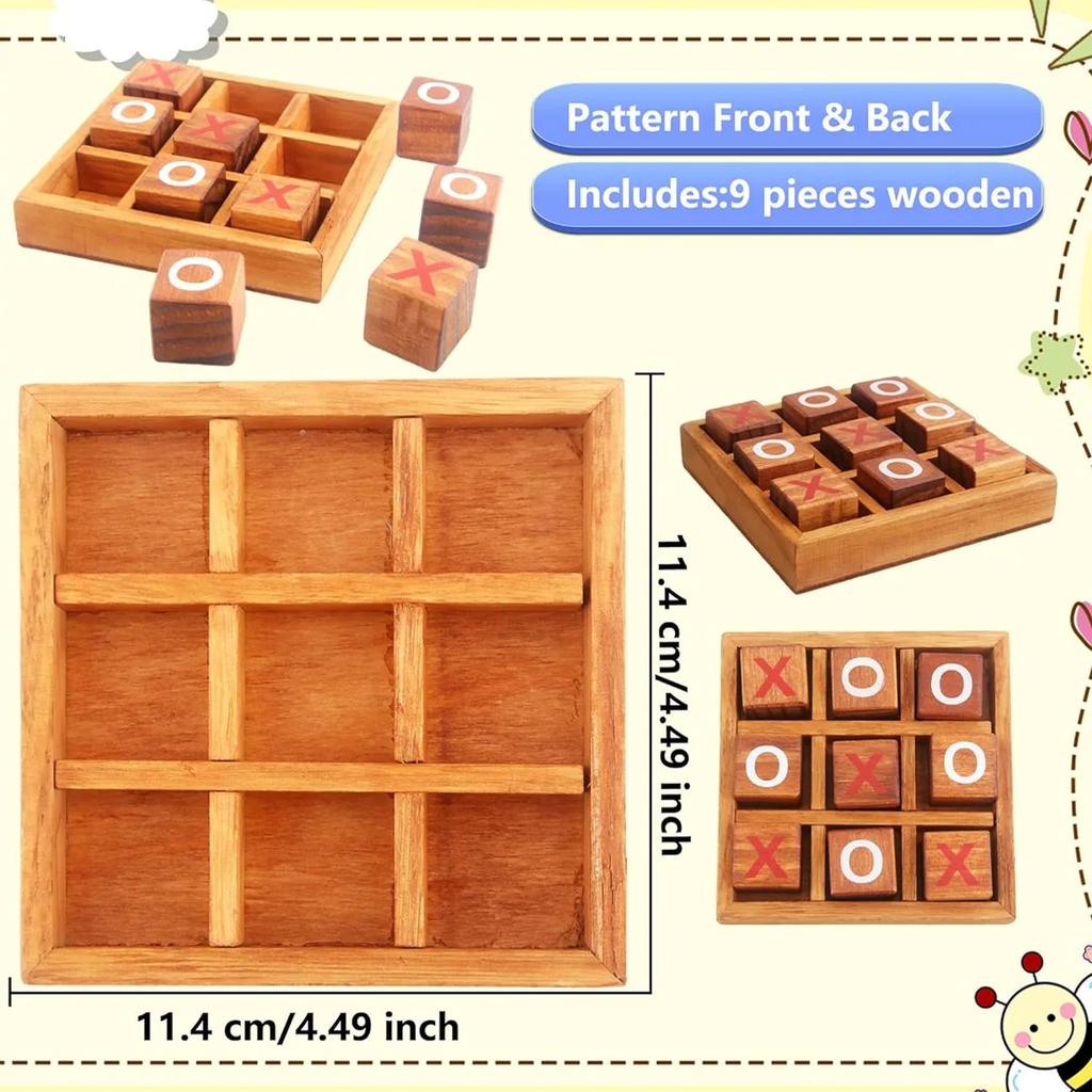 Children's Educational Toys Wooden XO Chess Training Concentration Logical Thinking Parent-child Interactive Tabletop Game Decor