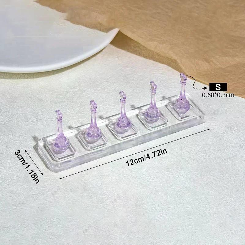 5 Grid Non-Magnetic Acrylic Nail Stand False Nail Display Stand Tips Holder For Cat Eye Gel Press On Nails Display Rack Practice