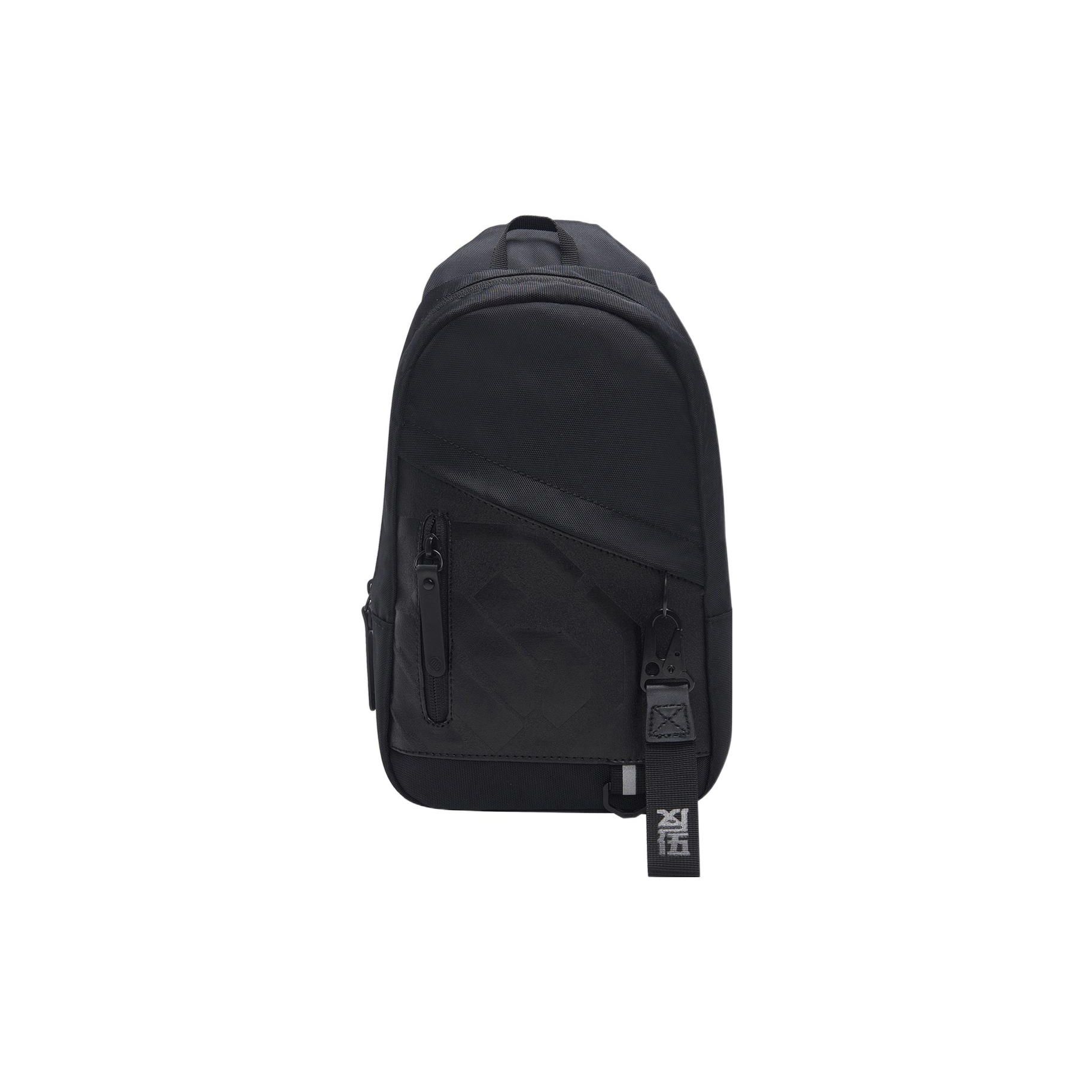 Li Ning Badfive Sports Lifestyle Series Reflective Fabric Shoulder Bag Crossbody Bag Chest Bag Unisex bags Black ABDS439-3 Pure Black