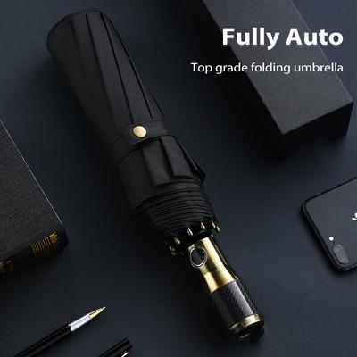Grande guarda-chuva automático de fibra carbono lidar com negócios dobrável guarda-chuvas masculinos à prova vento 10 costelas guarda-sol golfe ao ar livre chuva