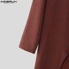 INCERUN Men Lapel Neck Long Sleeve High Splits Irregular Long Shirts Tops