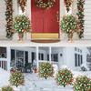 Artificial Camellia Topiary Ball Trees UV Resistant Faux Camellia Shrubs with Stake Realistic Fake Plants Bushes for Front Door Farmhouse Porch Garden