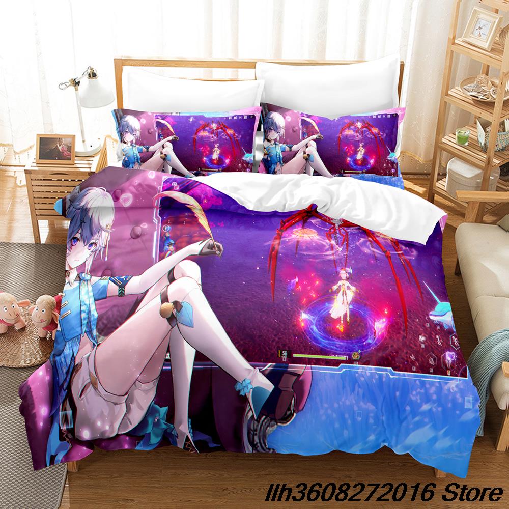 Comforter Tower Of Fantasy Bedding Set Single Twin Full Queen King Size Bed Set Adult Kid Bedroom Three-Piece Suits Anime Bed Sheet S