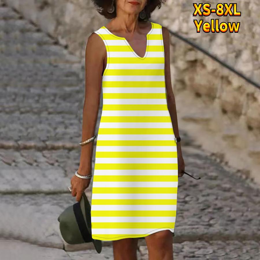 Rochie cu imprimeu cu dungi de zebră de vară pentru femei, cu decolteu în V, ocazional, fără mâneci, la modă, lejer, sexy, rochii mari mari XS-8XL