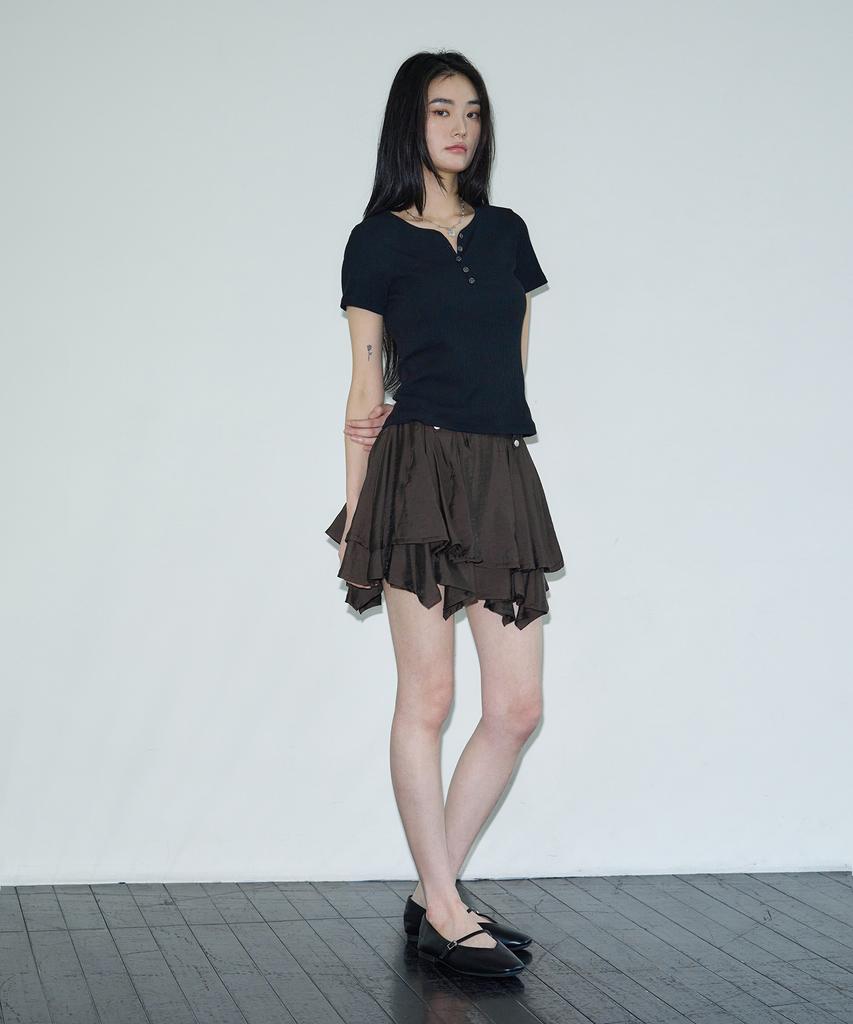 SIS A Button Henley Neck Half T-Shirt [Black]