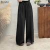 ZANZEA Women Casual Elastic Waist Solid Color Loose Pants