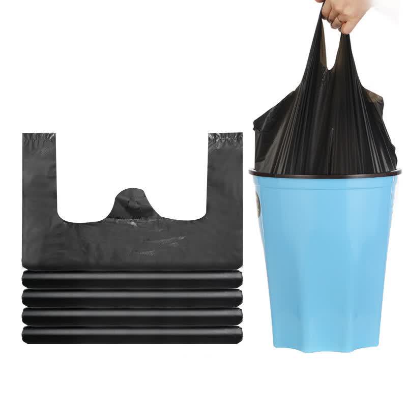Qiyu Black Plastic Carry-Handle Garbage Bags