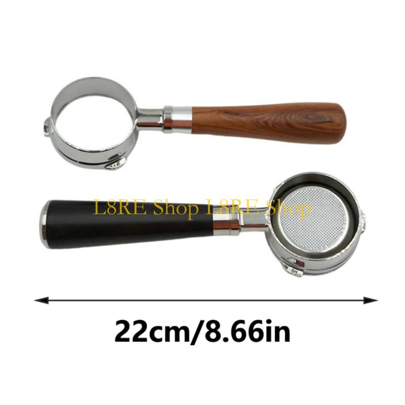 L8RE Bottomless 58mm Coffee Portafilter with Wooden Handle Espresso Machine Accessory