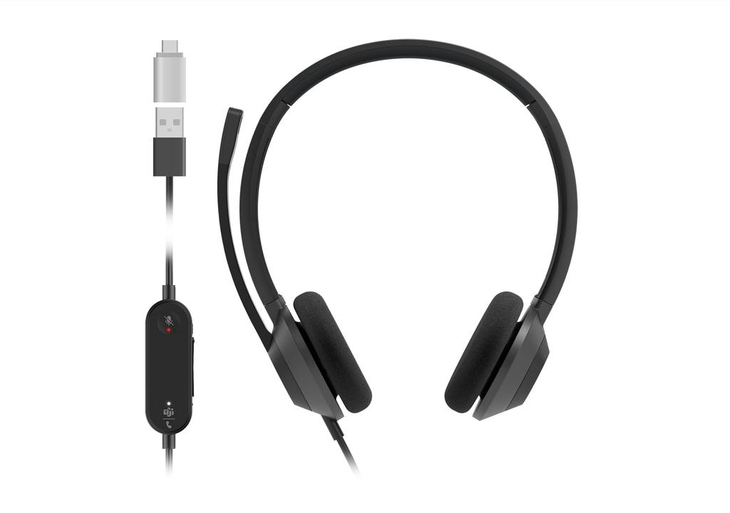 Cisco Systems Headset 322Q Wired Dual Headphones USB Cable Connection Microsoft Teams Controller Carbon Black USB-C On-Ear Type-C (HS-W-322Q-C-USBC)