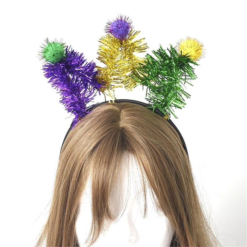 Shimmering Carnivals Party Accessories Pompoms Headband for Mardi Gras Festival Theme Party Props Hairband Holiday Props