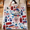 Herz Cartoon Kunstmuster London Big Ben weiche warme Plüschdecke Schlafsaal Sofa Wohnzimmer Haustier Zuhause Schlafzimmer Geschenk Nickerchen Zuhause Flanell