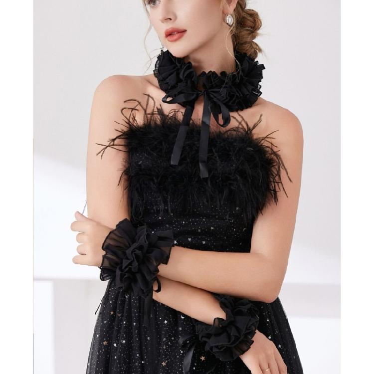 Elegant Arm Sleeves With Layered Petal Detail Elastic Wrist Cuffs Extension Faux Sleeves For Office Women Daily Formal