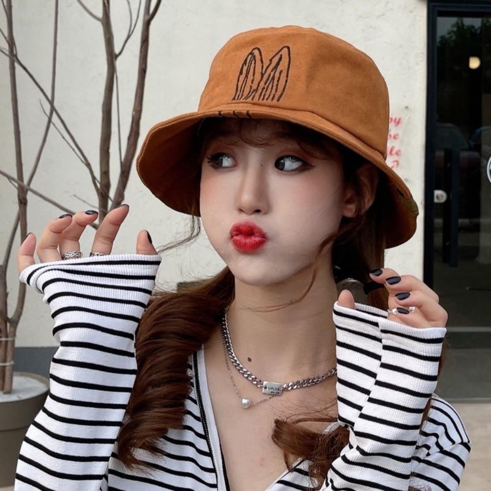 Breathable Bucket Hat Cute Cartoon Rabbit Ear Fisherman Hat New Women s Sunshade Hat Spring Summer верблюд
