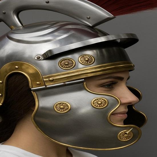 Handmade Roman Trooper Helmet with Red Plume Historical Costume Armor Helm LARP, Cosplay, Reenactment Display  Halloween Gifts