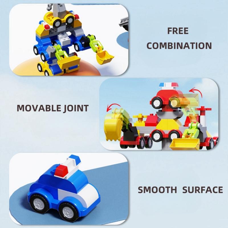 Non-Toxic 35/40/42Pcs Large Particle Building Blocks Car Engineering Traffic Vehicle Excavator Assemble Education Children Toy Diy Bricks
