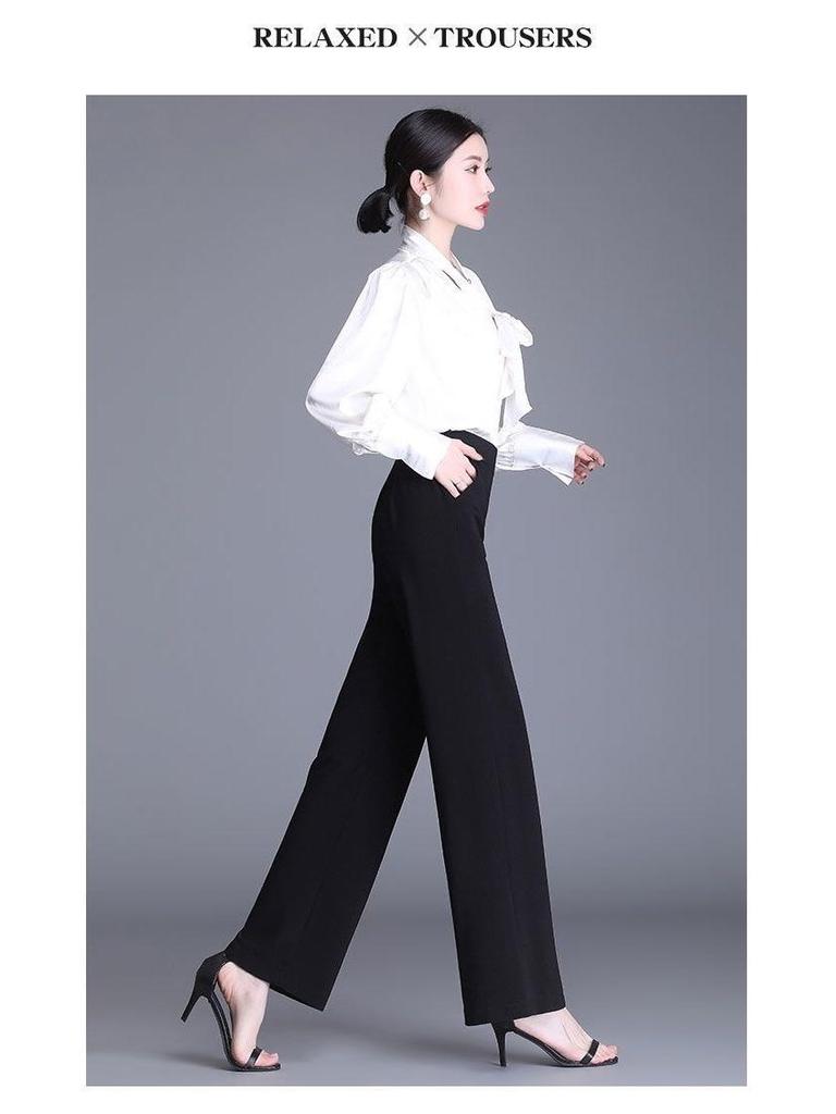 Women's High-Waisted Draped Wide-Leg Pants, 2026 Spring/Autumn Collection - Loose, Straight-Leg, Slimming Design.
