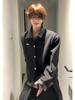 Men's Black Faux Two-Piece Hoodie Cardigan - Street Style, High-End Feel, Striped Patchwork Shirt, American Cleanfit Jacket