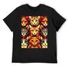 Artistic Cat Mandala Fabric - Vibrant Feline Faces Pattern for Crafting and Home Décor T-Shirt